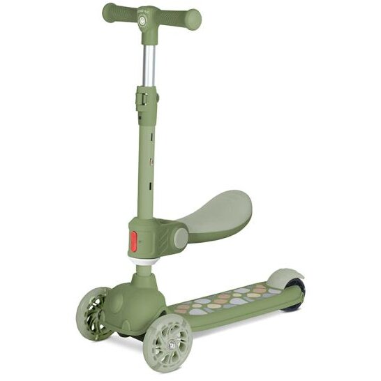 Trotineta Copii Jetster Plus 3 Ani+ Scaun Pliabil si Reglabil in 4 Pozitii  Roti PU cu Luminite Max 20KG Verde