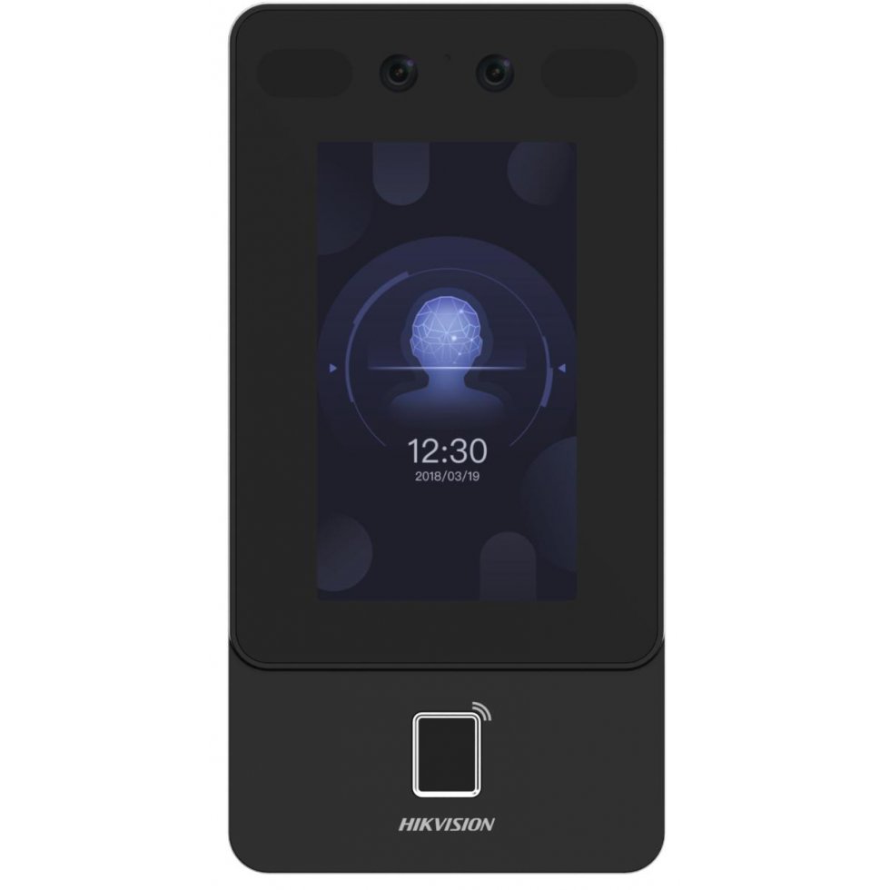 Terminal de acces Hikvision DS-K1T342MFWX-E1, cu recunoastere faciala, amprenta si card M1 MIFARE 13.56 MHz