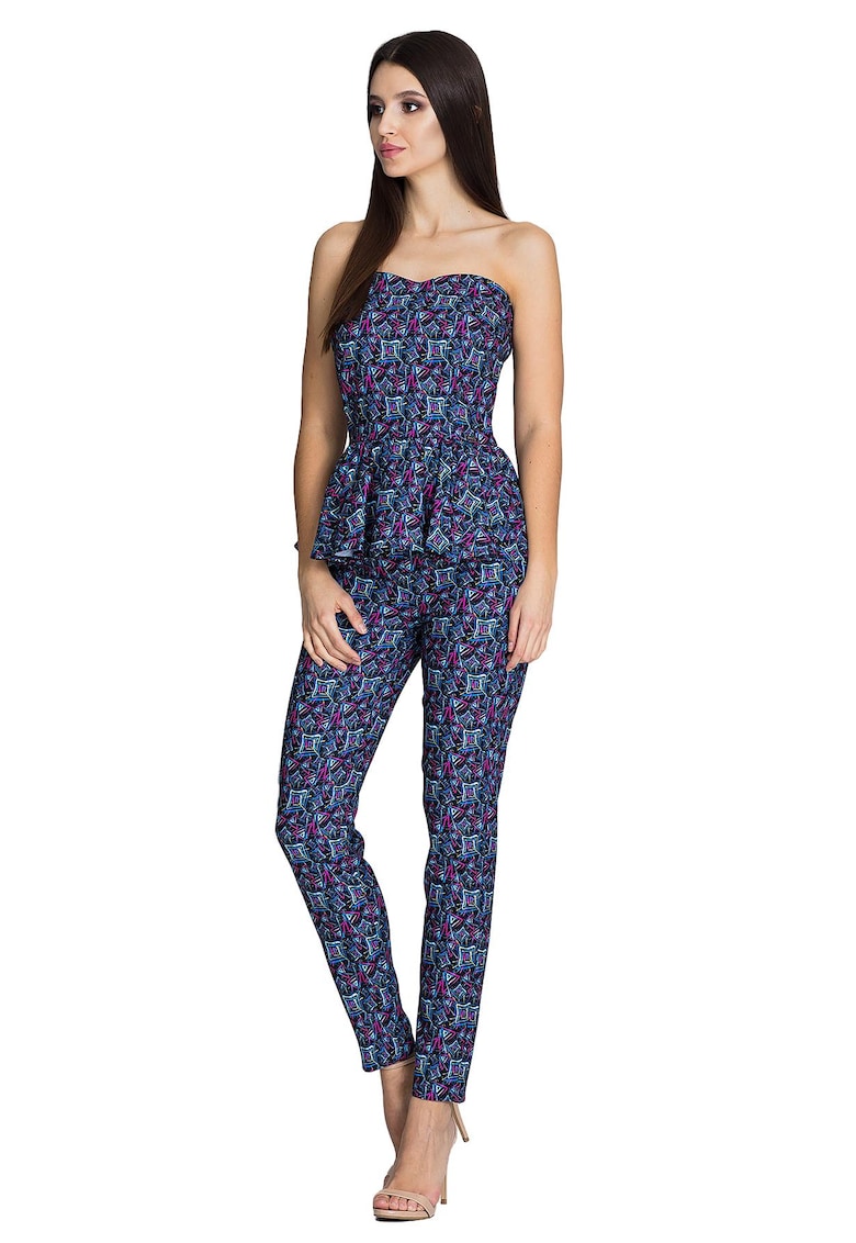 Set pantaloni lungi si bluza corset -  model M606 - bleumarin - poliester