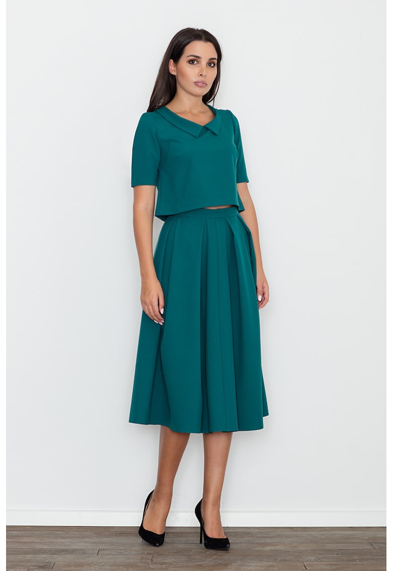 Set dama  fusta si bluza - verde - poliester 100%