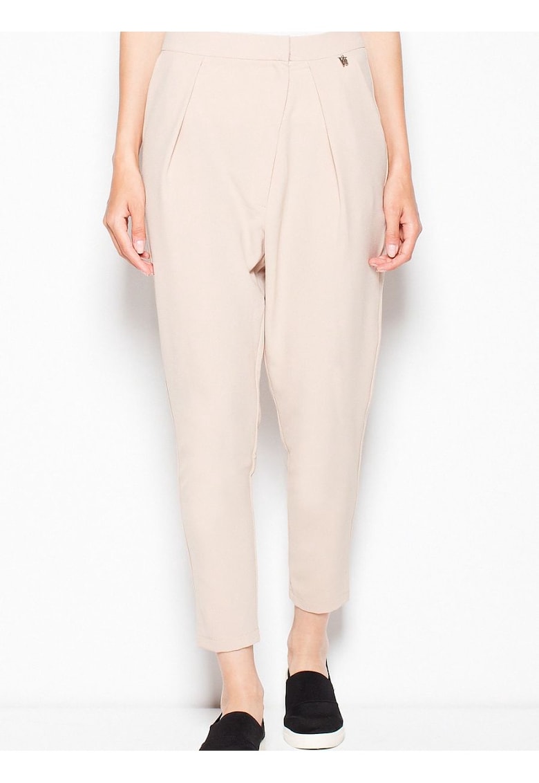 Pantaloni dama  conici - confortabili - bej - poliester