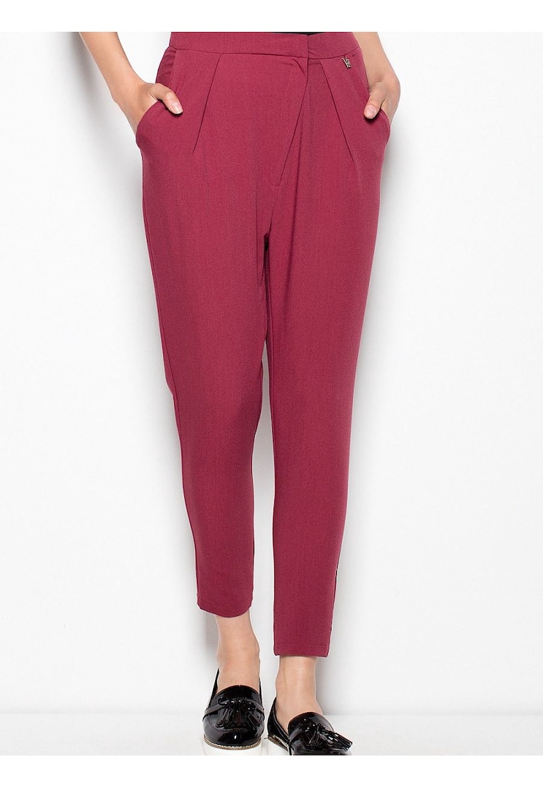 Pantaloni dama  conici - confortabili - rosii - poliester