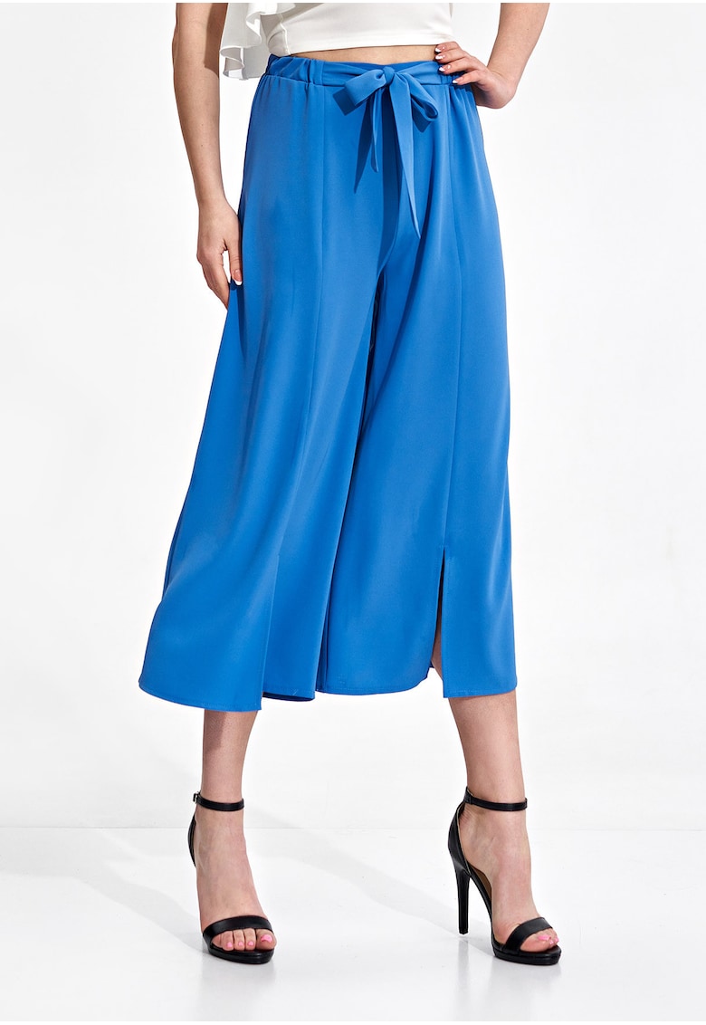 Pantaloni dama -  eleganti - albastru - poliester