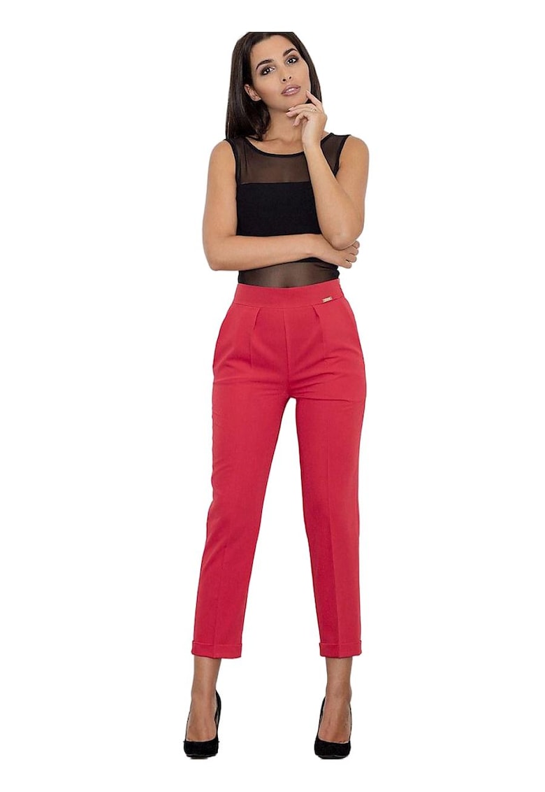 Pantaloni dama -  Rosu - Poliester/Viscoza -