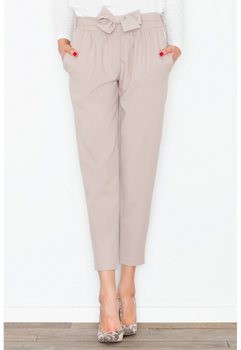 Pantaloni skinny dama -  bej - poliester -
