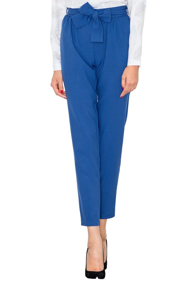 Pantaloni dama  M523 - bleumarin - poliester - skinny - cu talie elastica