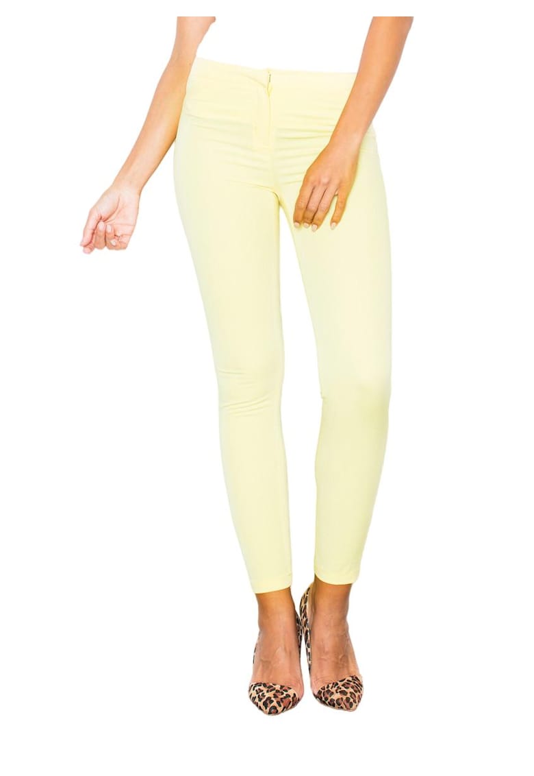 Pantaloni dama -  M293 - galbeni - poliester si viscoza