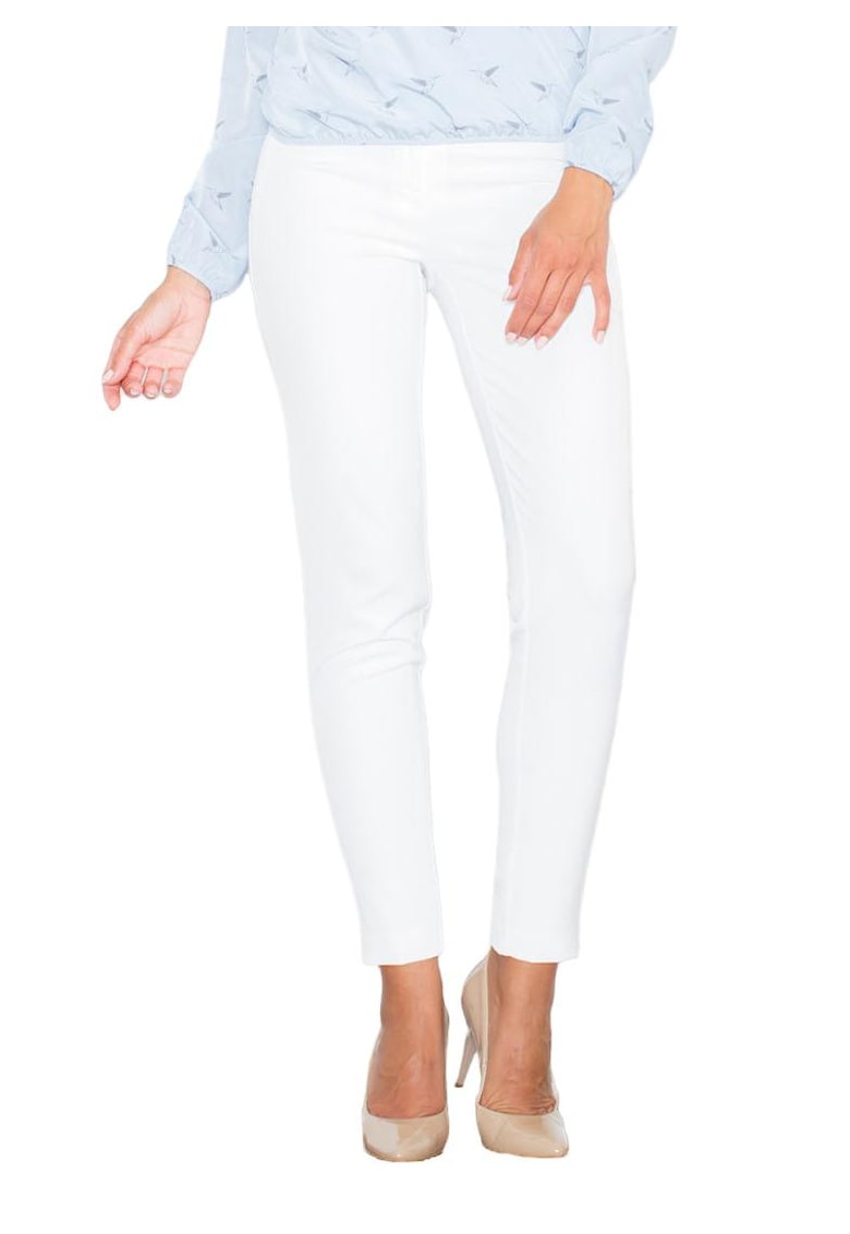 Pantaloni dama -  M377 - alb - poliester si elastan