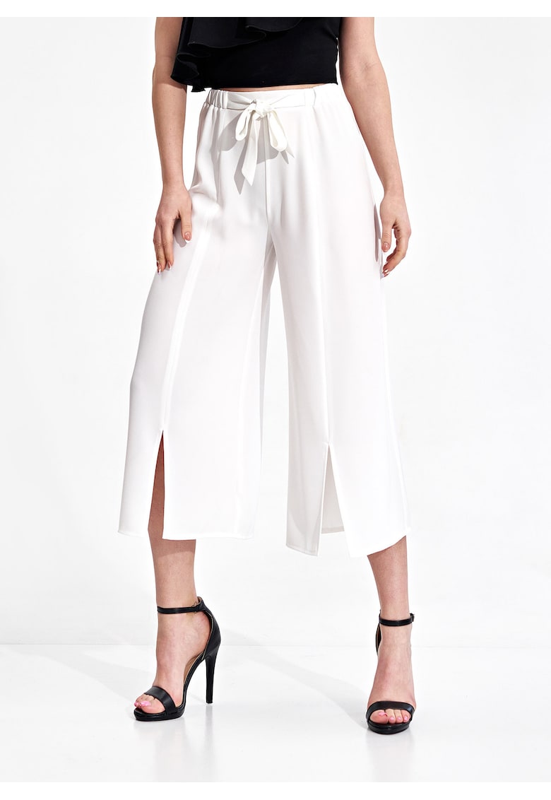 Pantaloni dama  M860 - alb - poliester - croiala lejera - confortabili -