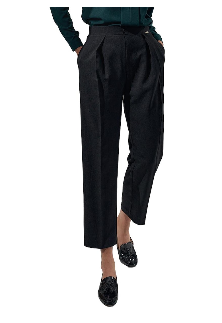 Pantaloni dama  M720 - negri - eleganti - talie inalta - poliester