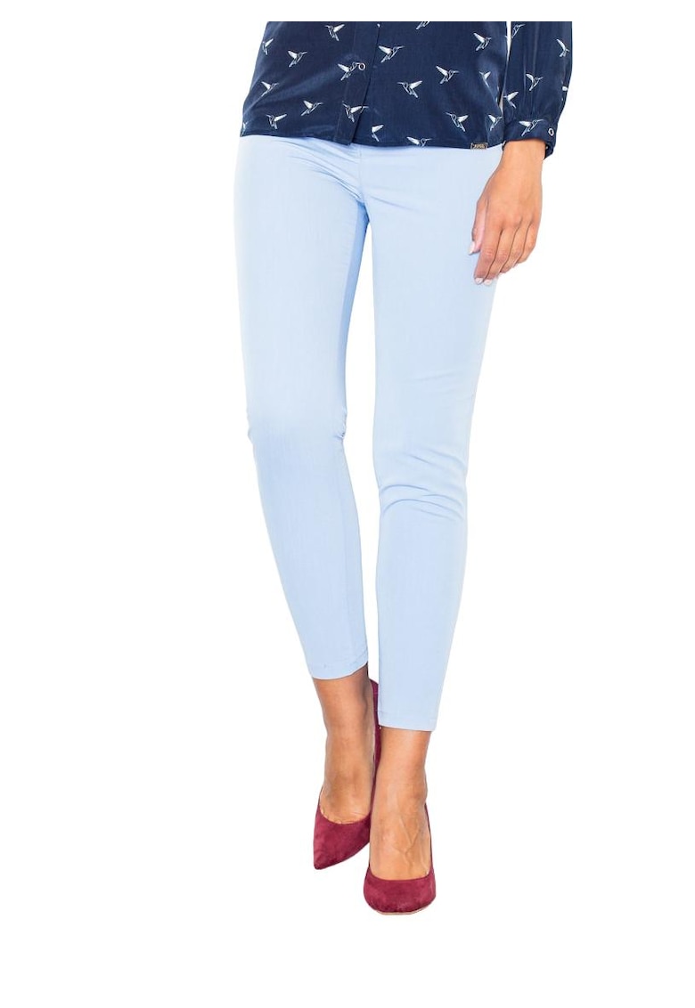 Pantaloni dama -  eleganti - albastru - poliester/viscoza -