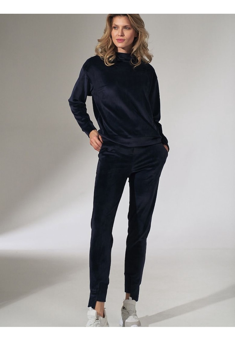 Pantaloni de trening  bleumarin - conici - elastan/poliester - cu buzunare