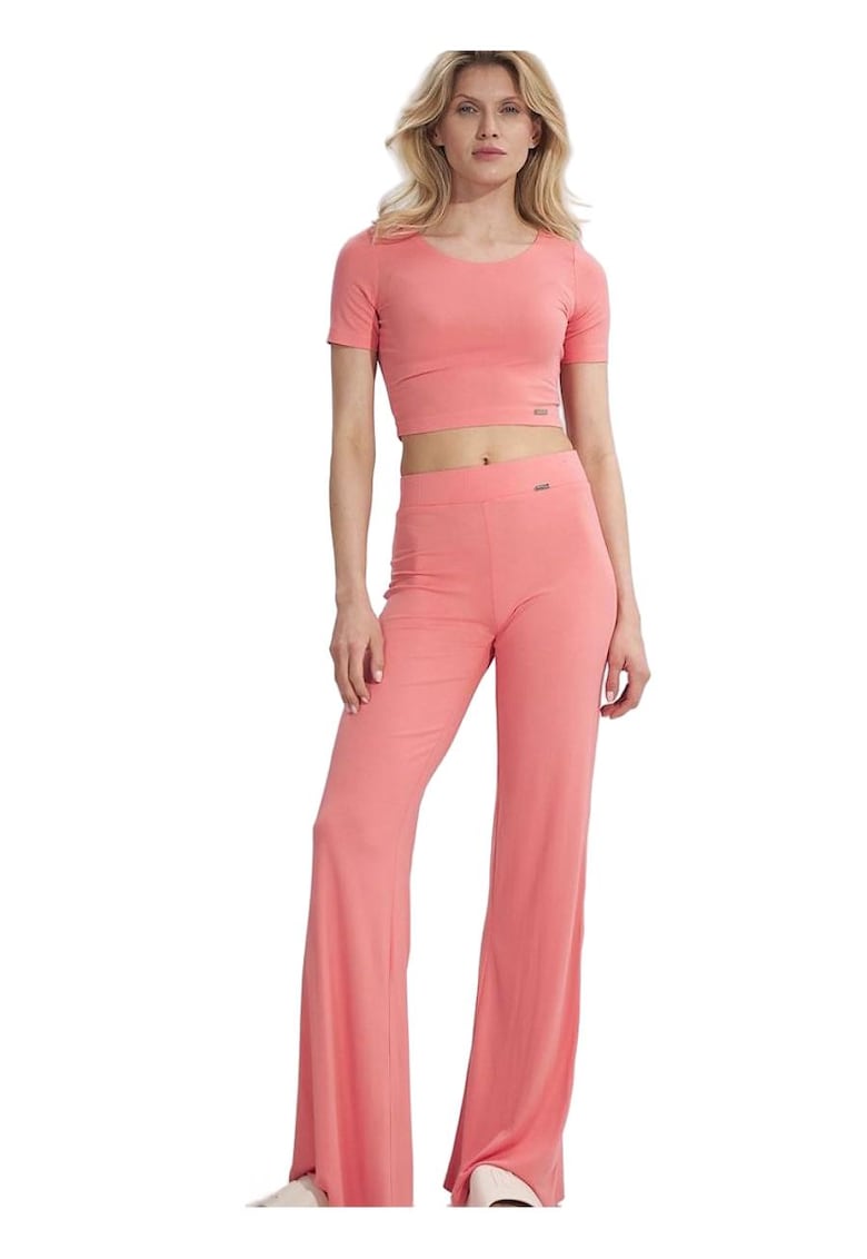 Pantaloni dama -  Roz - Viscoza/Elastan -