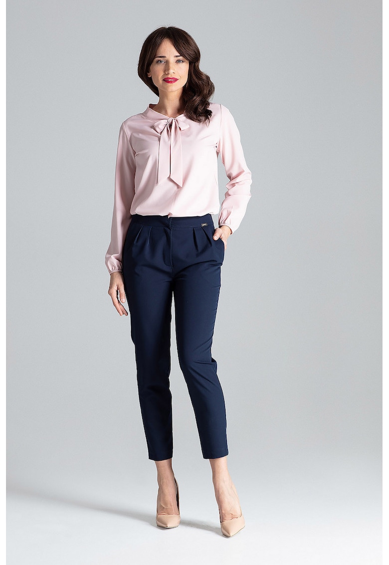 Pantaloni eleganti dama Tetra L028 albastru inchis - Albastru inchis