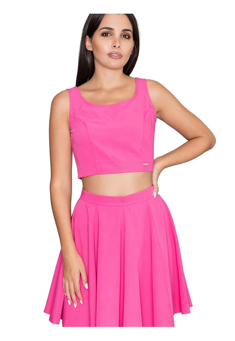 Set top + fusta  scurt - evazat - elegant - violet - poliester-viscoza