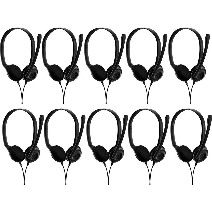 Casti EDU 10, headset (black, pack of 10, 3.5 mm jack plug)