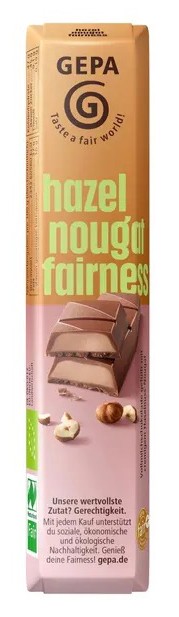 Baton de ciocolata bio si fairtrade Praline Noisette, 37.5g Gepa