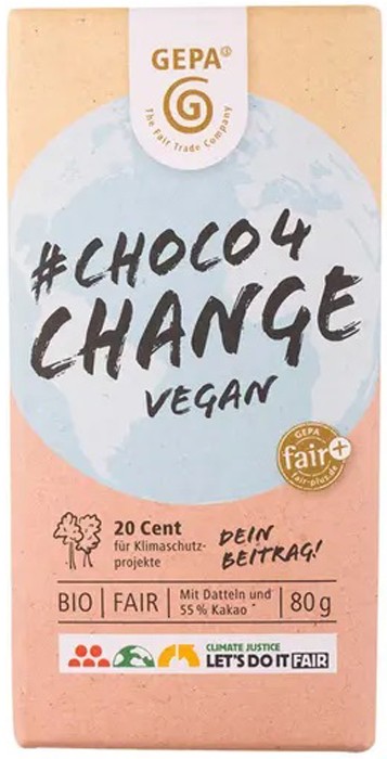 Ciocolata bio 4 Change, vegan, 80g Gepa