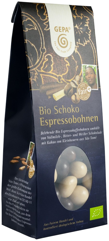Boabe de Espresso glazurate in 3 feluri de ciocolata, bio, 100g Gepa