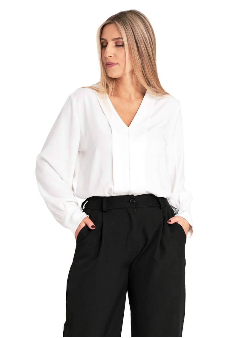 Camasa dama  satin - alb - croiala moderna - confortabila - poliester -