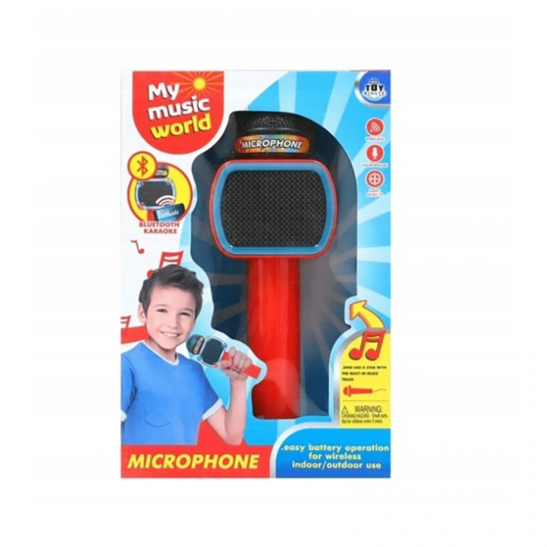Microfon de jucarie, karaoke pentru copii, cu luminite, rosu