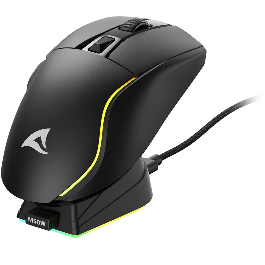 Mouse Gaming SKILLER SGM50W Wireless 2.5HGz / USB Iluminare RGB cu Statie Incarcare Negru