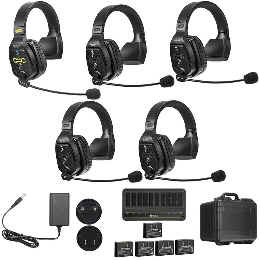 Sistem Intercom Wireless pentru 5 Persoane WiTalk WT5S Full-Duplex 1.9GHz Casti Single-ear Negru