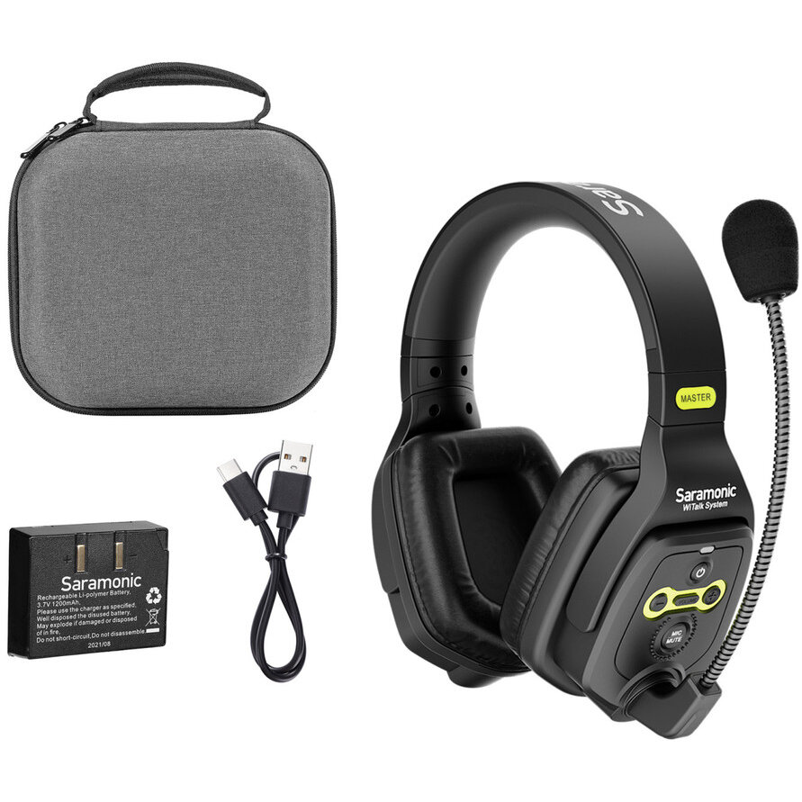 Casti Wireless WiTalk DMH Dual-ear Master pentru Sistemul Intercom WiTalk Negru