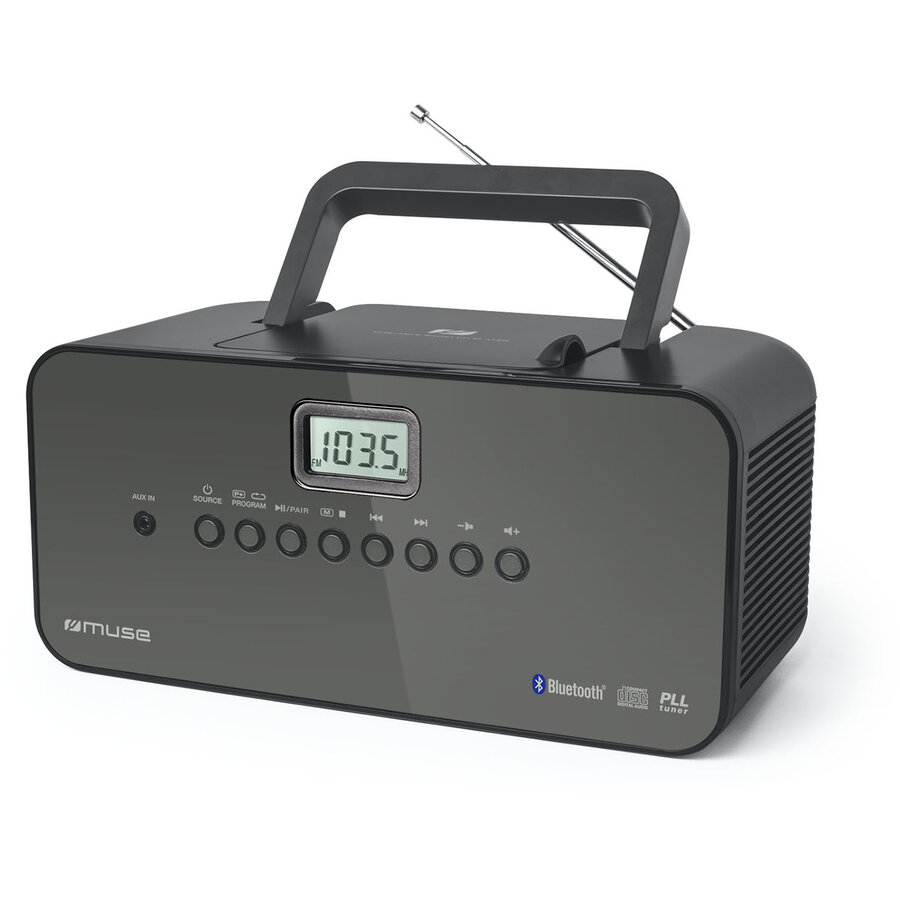 Sistem audio Portabil MUSE M-22 BT, Bluetooth, Display LCD, CD-Player, Radio, AUX-in, Negru