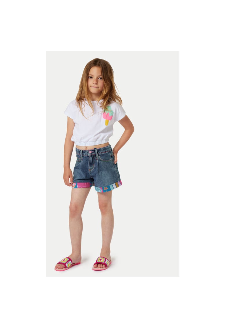 Pantaloni scurti fete -  303639594 - Bumbac - Albastru - Albastru
