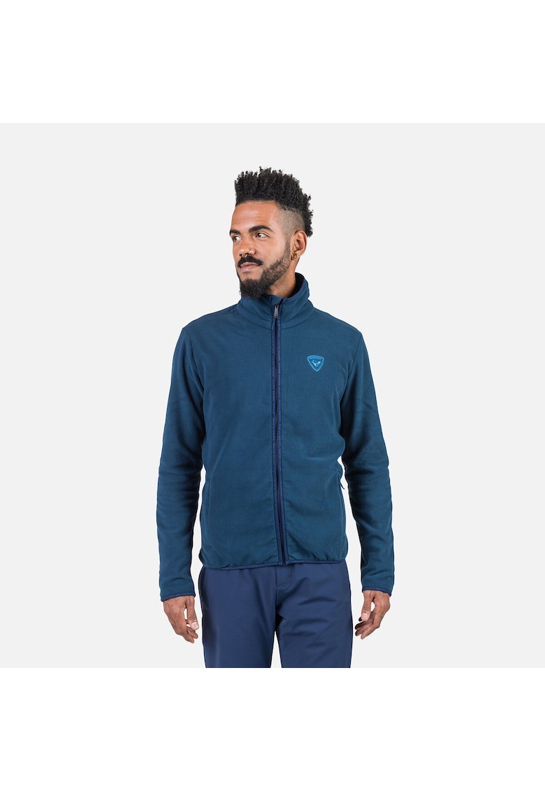 Bluza sport  Strawpile fleece - cu fermoar - pentru barbati - albastru inchis - Albastru inchis