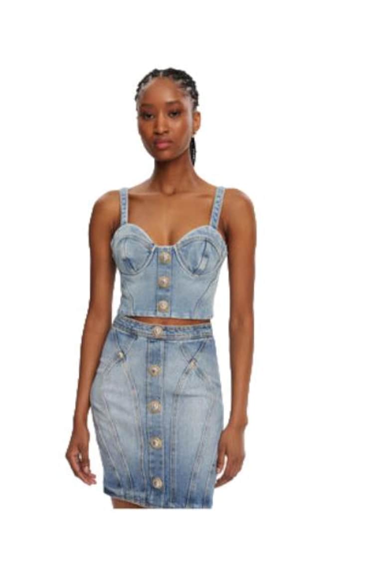 Top dama DF1AA345DE53 -  Bumbac/Elastan - Albastru