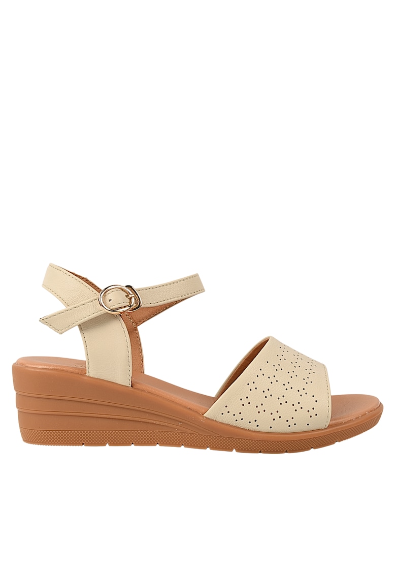 Sandale casual - dama -  50072 crem - piele naturala - platforma - Crem