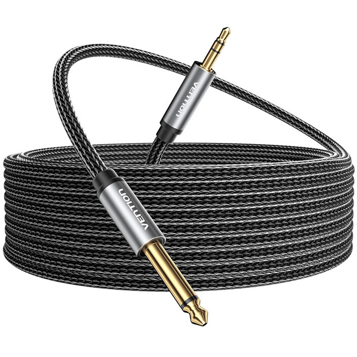 Cablu de date BCYHF, Jack 3.5mm tata la Jack 6.35mm tata, 1m, Negru/Gri