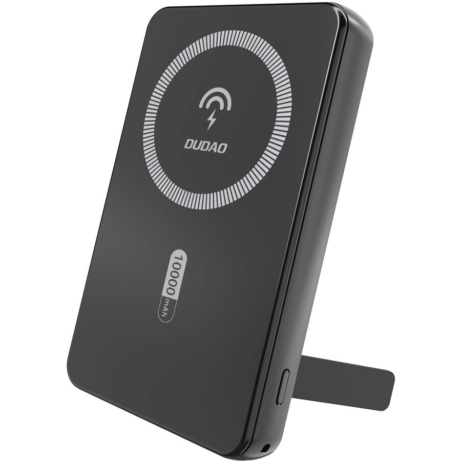 Baterie Externa K14S+ 10000mAh 1x USB-A 1x USB-C Incarcare Wireless MagSafe 15W cu Stand PD 20W Negru
