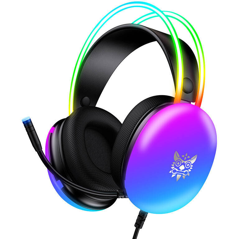Casti Gaming cu Fir X25 Microfon Iluminare LED RGB Negru