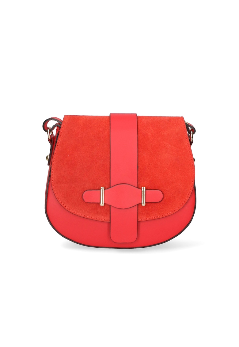Geanta crossbody de piele - Rosu inchis