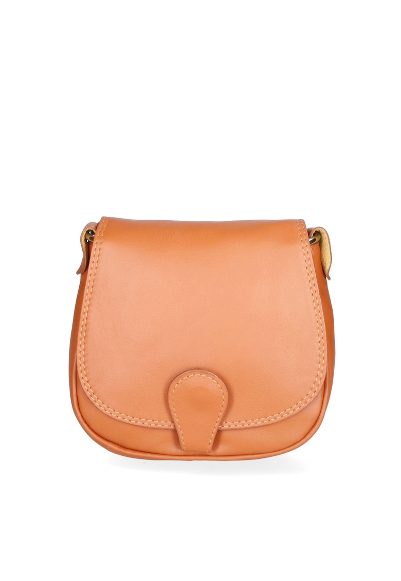 Geanta crossbody de piele cu clapa - Caramel