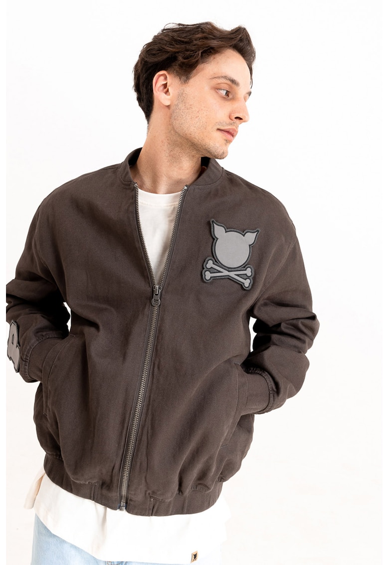 Jacheta bomber unisex cu gluga detasabila - Maro taupe