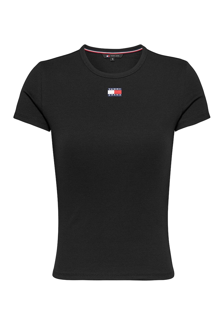 Tricou slim fit striat - Negru