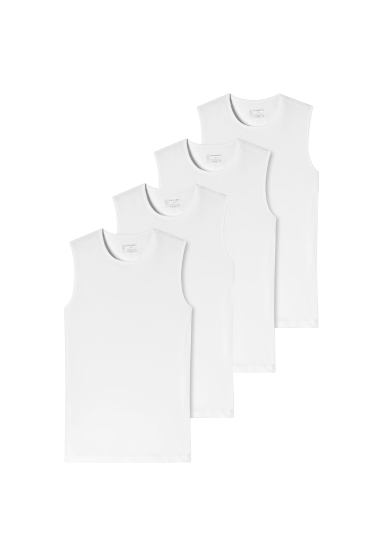 Set de topuri de casa cu decolteu la baza gatului - 4 piese - Alb