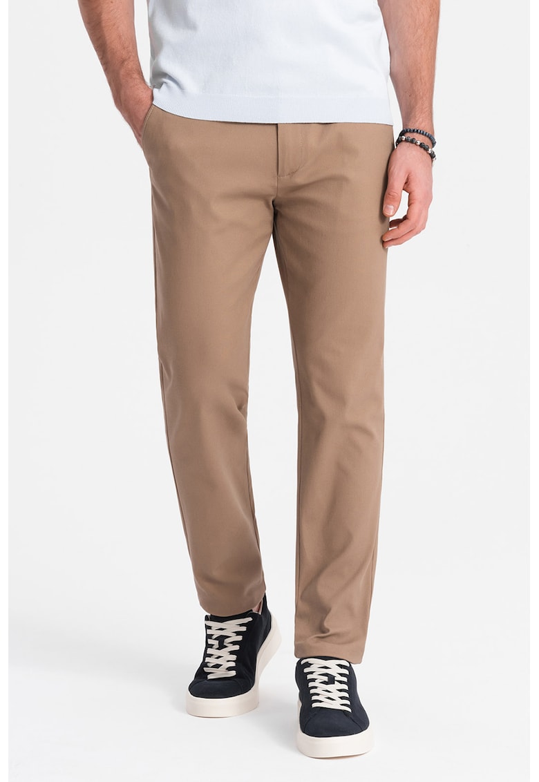 Pantaloni chino cu buzunare laterale - Maro deschis