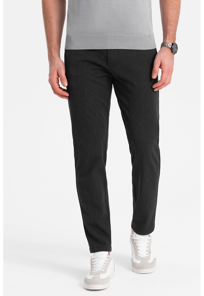 Pantaloni drepti - Gri inchis melange