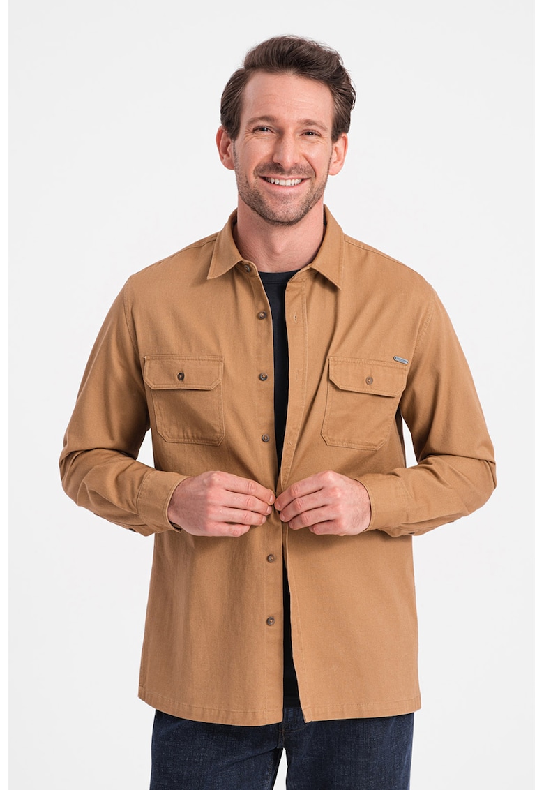 Camasa regular fit cu buzunare pe piept - Maro deschis