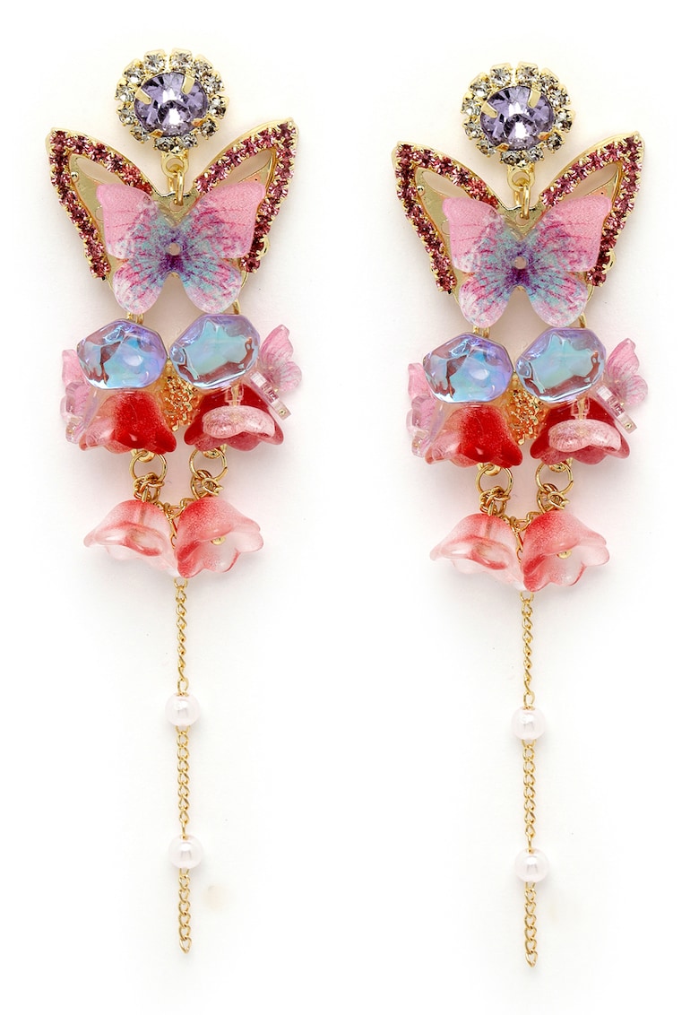 Cercei drop cu cristale - Multicolor
