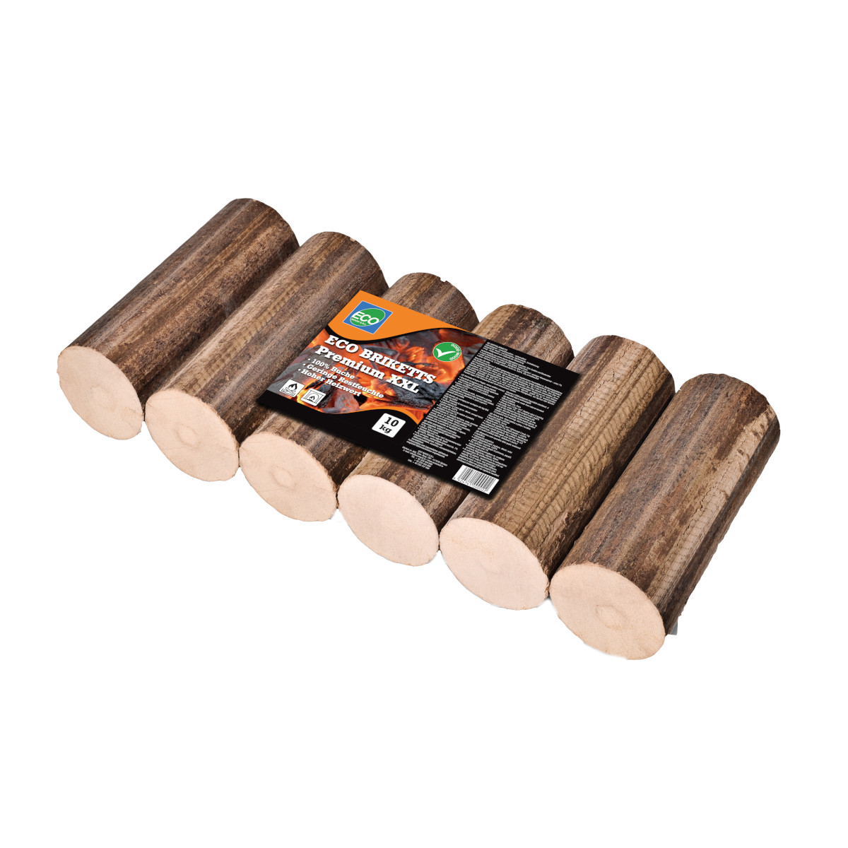 Brichete din rumegus rotunde Premium XXL, fag, 10 kg/pachet