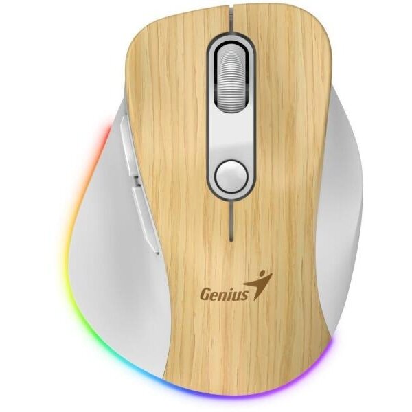 Mouse Ergo 9000S Pro Mini-Size Duo-Mode Wireless Rechargeable RGB Light Pine Wood