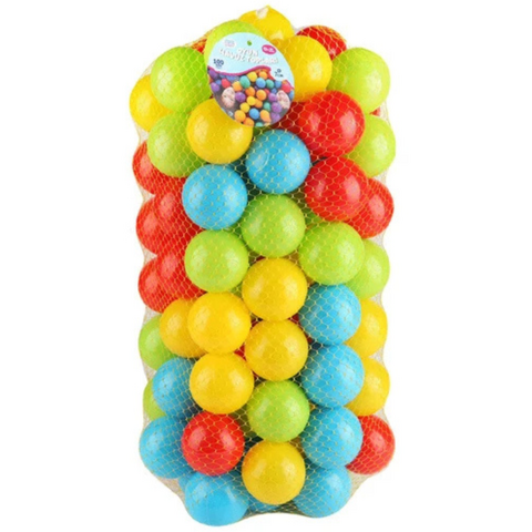 Set Bile Multicolore 100 Buc  7cm Plastic Usor +12luni Multicolor