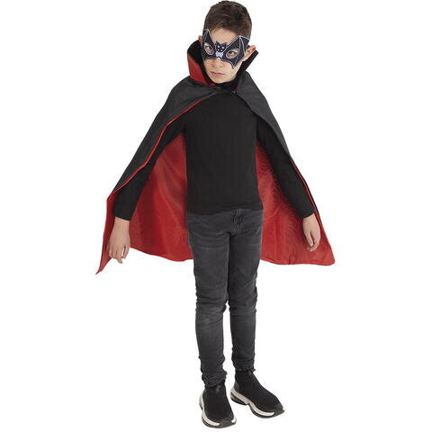 Costum de Carnaval Set Vampir Pelerina si Masca Poliester +3ani Negru/Rosu