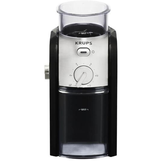 Rasnita de cafea electrica Krups Burr Grinder GVX242, 100W, 17 setari macinare, 200g, perie curatare inclusa, negru